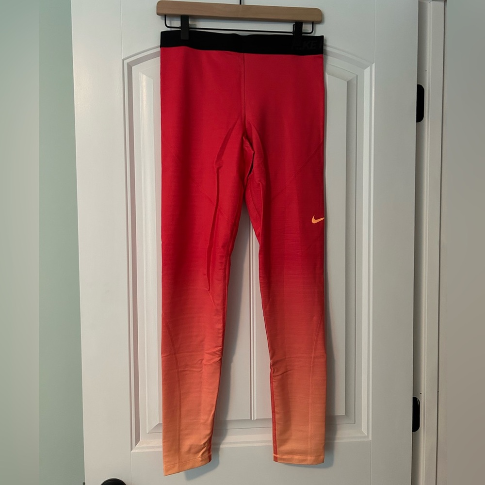 Nike Gradient Red and Orange Warm Leggings